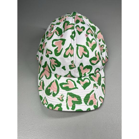 Unbranded Accessories - Heart Print Hat Ball Cap with Satin Lining Adjustable White Green Pink